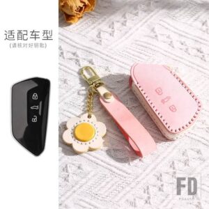 VW 革キーケースカバーシュコダオクタビア A8 シートレオン MK4 FORMENTOR TARRACO ゴルフ 8 8R MK8 ID3 ID4 ID6 CORZZ - Pink