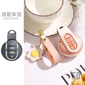 BMW レザーキーケース FOB カバー MINI COOPERS ONE JCW F56 F55 F54 F57 F60 R55 R56 R57 R58 R59 R60 S ロードスターアクセサリー - Orange