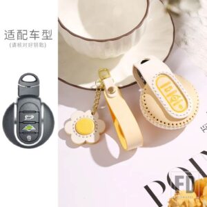 BMW レザーキーケース FOB カバー MINI COOPERS ONE JCW F56 F55 F54 F57 F60 R55 R56 R57 R58 R59 R60 S ロードスターアクセサリー - Yellow