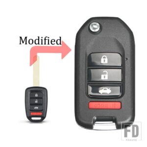 ホンダ 2 3 4ボタン キーハウジングリモート FOB ケースシェル CRV アコードシビックフィット XRV ヴェゼルシティジャズ HRV 2013-2017 - 4 bottons modified