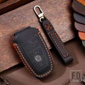 フォード レザーキーケースカバーモンデオエクスプローラーエッジエクスペディションF250 F150 F-350 F-450フュージョンマスタングエベレストリ - black-key E