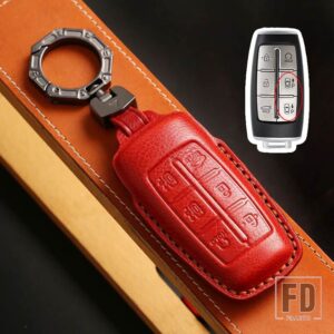 キーフォブジェネシス G70 G80 G90 GV70 GV80 EQ900 DH BH G60 レザーキーケースカバー KEYCHIAN アクセサリー 6 8 ボタン - 6 bottons -red