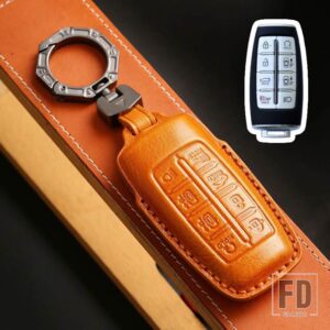 キーフォブジェネシス G70 G80 G90 GV70 GV80 EQ900 DH BH G60 レザーキーケースカバー KEYCHIAN アクセサリー 6 8 ボタン - 8 bottons - brown