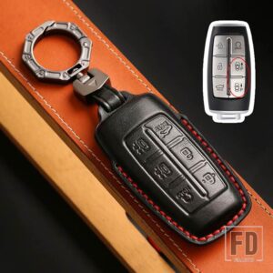 キーフォブジェネシス G70 G80 G90 GV70 GV80 EQ900 DH BH G60 レザーキーケースカバー KEYCHIAN アクセサリー 6 8 ボタン - 6 bottons -black