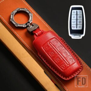 キーフォブジェネシス G70 G80 G90 GV70 GV80 EQ900 DH BH G60 レザーキーケースカバー KEYCHIAN アクセサリー 6 8 ボタン - 8 bottons -red