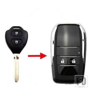 トヨタ キーシェルフリップ折りたたみリモートキーケースシェル RAV4 ウィッシュカムリハイアックカローラハイラックスフォーチュナーヤリス 2 - 2 BOTTONS