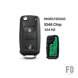 ID48 チップ 5K0837202AD/202Q 434MHZ 車リモートキー VW ゴルフティグアンアマロックポロパサート CC シートシュコダ MK6 オクタビアジェッタ - 2 BOTTONS