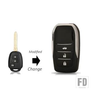 トヨタ アップグレードキーハウジングキーシェル レイツカローラ VIOS カムリ RAV プラド YARIS 2014 2015 2/3/4ボタン TOY43 ブレード - C