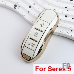 TPU キーカバーキーケースキーホルダーアクセサリードンファン風光 DFSK 栄光 580 FENGON IX5 IX7 SERES 3 5 SF5 2022 2024 - key C -white