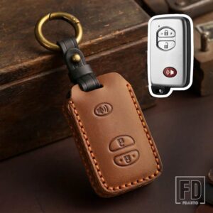 レクサス トヨタ 4ボタン LEATEHR キー FOB ケース プリウス 30 アルファアクアランドクルーザーオーリス LC 200 2012 2013 2014 アクセサリー - 3 bottons-brown