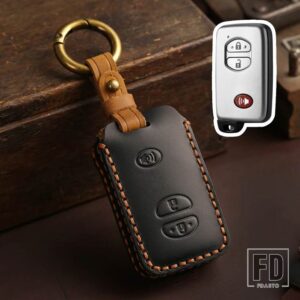 レクサス トヨタ 4ボタン LEATEHR キー FOB ケース プリウス 30 アルファアクアランドクルーザーオーリス LC 200 2012 2013 2014 アクセサリー - 3 bottons-black