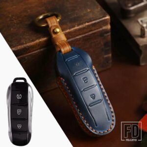 3ボタン革キーケースカバー DFSK ドンファン FENGON 580 SF5 HEV 2021 2022 栄光 IX7 IX5 AITO セレス 3 アクセサリー - B Blue