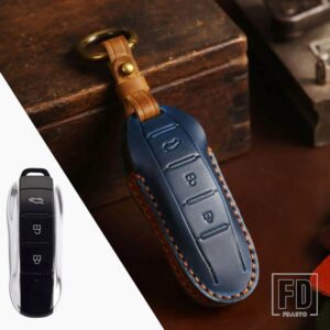3ボタン革キーケースカバー DFSK ドンファン FENGON 580 SF5 HEV 2021 2022 栄光 IX7 IX5 AITO セレス 3 アクセサリー - A Blue