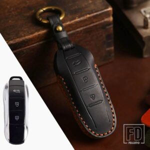 3ボタン革キーケースカバー DFSK ドンファン FENGON 580 SF5 HEV 2021 2022 栄光 IX7 IX5 AITO セレス 3 アクセサリー - A Black