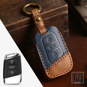 VW シュコダ SUPERB A7 2022 2023 ティグアン MK2 MAGOTAN パサート B8 CC 革スマートキーケースカバーアクセサリー - B040 -blue