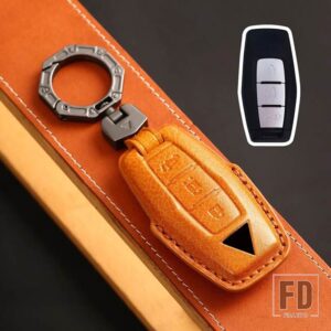 三菱 2/3/4ボタン 革スマートキー FOB ケースキーホルダー 2022 2023 アウトランダーリモートキーカバーシェルアクセサリー - 3 bottons-brown