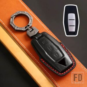 三菱 2/3/4ボタン 革スマートキー FOB ケースキーホルダー 2022 2023 アウトランダーリモートキーカバーシェルアクセサリー - 2 bottons-black