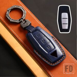三菱 2/3/4ボタン 革スマートキー FOB ケースキーホルダー 2022 2023 アウトランダーリモートキーカバーシェルアクセサリー - 2 bottons-blue