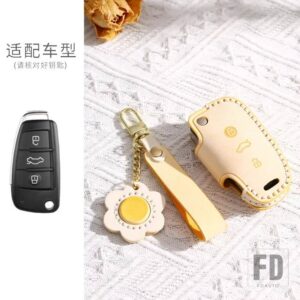 アウディ A3 8L 8P A4 B6 B7 B8 A6 C5 C6 4F RS3 Q3 Q7 TT 8L 8V S3 革折りたたみキーケースカバーキー FOB シェルアクセサリー - Yellow