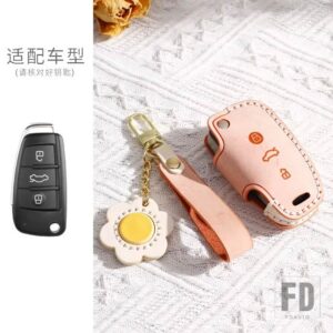 アウディ A3 8L 8P A4 B6 B7 B8 A6 C5 C6 4F RS3 Q3 Q7 TT 8L 8V S3 革折りたたみキーケースカバーキー FOB シェルアクセサリー - Orange
