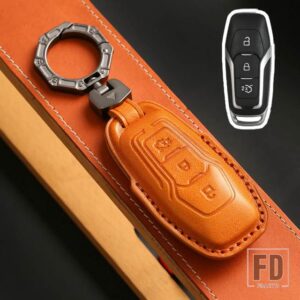 フォード 3 4ボタン 革キーケースカバーフュージョンモンデオマスタング F-150 エクスプローラーエッジ KUKA 2015-18 アクセサリー - 3bottons-brown
