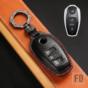 VW 3ボタン革キーケースカバーシェル トゥアレグ 2017-21 キーフォブキーホルダーアクセサリー - old - black