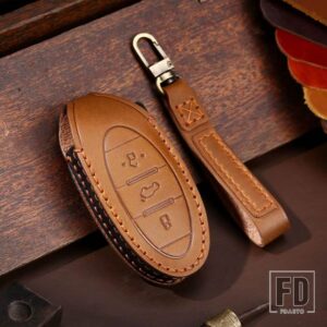 3ボタンレザーキーケースカバー一汽 BESTUNE T77 T33 T99 T77PRO B70 バックル T55 - Brown