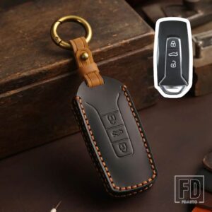 VW トゥアレグ 2013-21 3ボタン革キーケースカバーシェルアクセサリー - new - black
