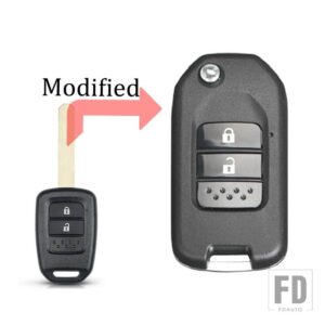 ホンダ 2 3 4ボタン キーハウジングリモート FOB ケースシェル CRV アコードシビックフィット XRV ヴェゼルシティジャズ HRV 2013-2017 - 2 bottons modified
