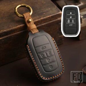 トヨタ 4 5 6 ボタン革キーケースカバー フォーチュナー RAV4 ハイランダーヤリスオーリスカムリランドクルーザープラド 150 マークヴェンザ - 5 bottons-black