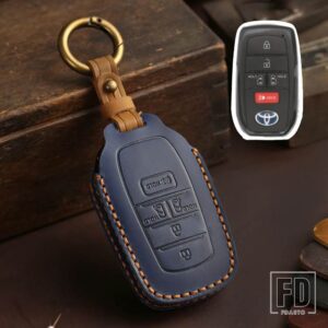 トヨタ 4 5 6 ボタン革キーケースカバー フォーチュナー RAV4 ハイランダーヤリスオーリスカムリランドクルーザープラド 150 マークヴェンザ - 5 bottons-blue3