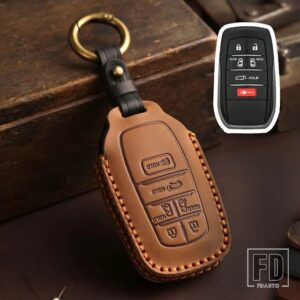 トヨタ 4 5 6 ボタン革キーケースカバー フォーチュナー RAV4 ハイランダーヤリスオーリスカムリランドクルーザープラド 150 マークヴェンザ - 6 bottons--brown5