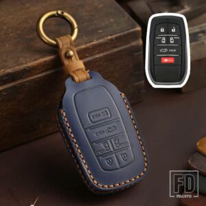 トヨタ 4 5 6 ボタン革キーケースカバー フォーチュナー RAV4 ハイランダーヤリスオーリスカムリランドクルーザープラド 150 マークヴェンザ - 6 bottons-blue6
