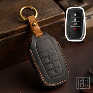 トヨタ 4 5 6 ボタン革キーケースカバー フォーチュナー RAV4 ハイランダーヤリスオーリスカムリランドクルーザープラド 150 マークヴェンザ - 4 bottons-black