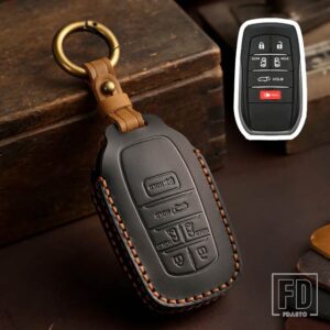 トヨタ 4 5 6 ボタン革キーケースカバー フォーチュナー RAV4 ハイランダーヤリスオーリスカムリランドクルーザープラド 150 マークヴェンザ - 6 bottons-black7