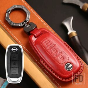 日産 エクストレイル T33 キャシュカイ 2022 J12 アリヤアルティマティアナ 2022 2023 2023 ジューク アクセサリー革キーケースカバー - 2 BOTTONS -RED