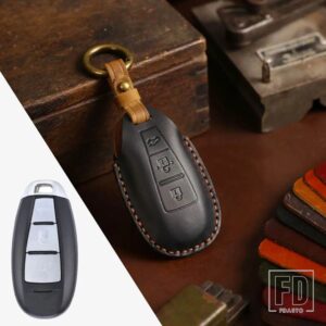 スズキ 3ボタン革キーケースカバーキーホルダー バレーノエルティガシアスイグニスキザシスイフト SX4 S-クロス VITARS アクセサリー - Black