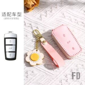 VW 3ボタン革キーケースカバーキーホルダー パサート CC 3C B5 B6 B7 B7L R36 MAOGOTAN 制御リモートアクセサリー - Pink