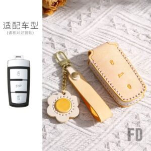 VW 3ボタン革キーケースカバーキーホルダー パサート CC 3C B5 B6 B7 B7L R36 MAOGOTAN 制御リモートアクセサリー - Yellow
