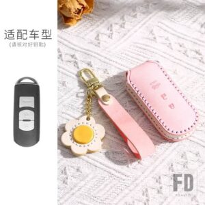 マツダ 2 3ボタンレザーキーケースカバー 2022 2 3 5 6 BL BM GJ アテンザ アクセラ デミオ CX-3 CX3 CX-5 CX5 CX7 CX-9 CX8 キーフォブ - 3 bottons- pink