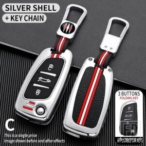 シトロエン プジョー C2 C3 C4 C5 C6 C8 DS4 107 207 306 307 407 308 607 金属キーカバー FOB ケースシェルアクセサリー - silver- ring
