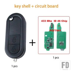 2ボタンキー FOB ケースシェルハウジング MG 3 MG3 2011-15 433MHZ ID46 チップ PCF7941 - shell and board