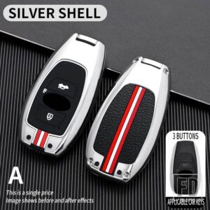スバル BRZ レガシィインプレッサフォレスター WRX アウトバック XV CROSSTREK 2018-21 金属キーカバー FOB ケースシェル - A-Silver-shell