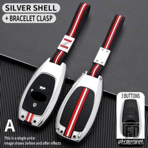 スバル BRZ レガシィインプレッサフォレスター WRX アウトバック XV CROSSTREK 2018-21 金属キーカバー FOB ケースシェル - A-Silver-chain