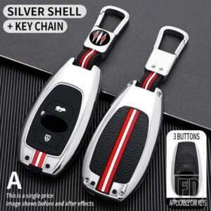 スバル BRZ レガシィインプレッサフォレスター WRX アウトバック XV CROSSTREK 2018-21 金属キーカバー FOB ケースシェル - A-Silver-ring