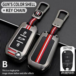 シトロエン プジョー 2008 3008 308 408 508 4008 5008 C4 C6 C3-XR 3ボタン金属キーカバー FOB ケースシェル - B-gun-ring