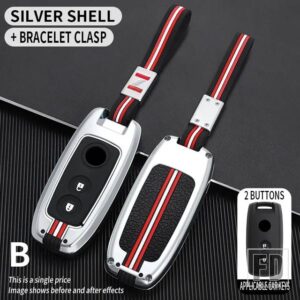 スズキ SX4 SCH4 スウィフト 2007 2009 2010 GRAND VITARA SCORSS S-CROSS XL7 アクセサリー 2ボタン金属キーカバー FOB ケースシェル - B- silver-chain