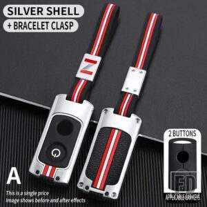 ヤマハ NVX NVX155 XMAX XMAX300 QBIX AEROX JAUNS 2018 2019 オートバイ リモートホルダーキーホルダー金属キーカバー FOB ケースシェル - A-Silver-chain