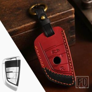 BMW 革キー FOB ケースカバー 1 3 5/7シリーズ X1 X3 X4 X5 F10 F15 F16 F20 F30 F18 F25 M3 M4 E34 キーホルダーアクセサリー - key B-3bt-red