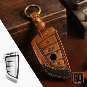 BMW 革キー FOB ケースカバー 1 3 5/7シリーズ X1 X3 X4 X5 F10 F15 F16 F20 F30 F18 F25 M3 M4 E34 キーホルダーアクセサリー - key B-4bt-brown